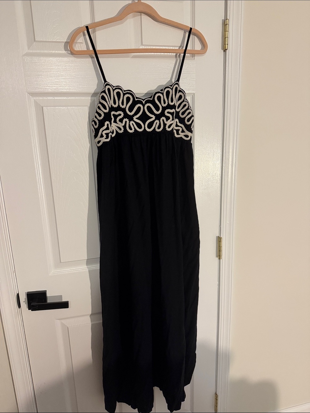 a new day Black Maxi Dress with White Embroidered Bodice